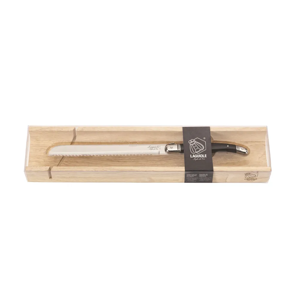 Premium Line Bread knife Black with baguette board