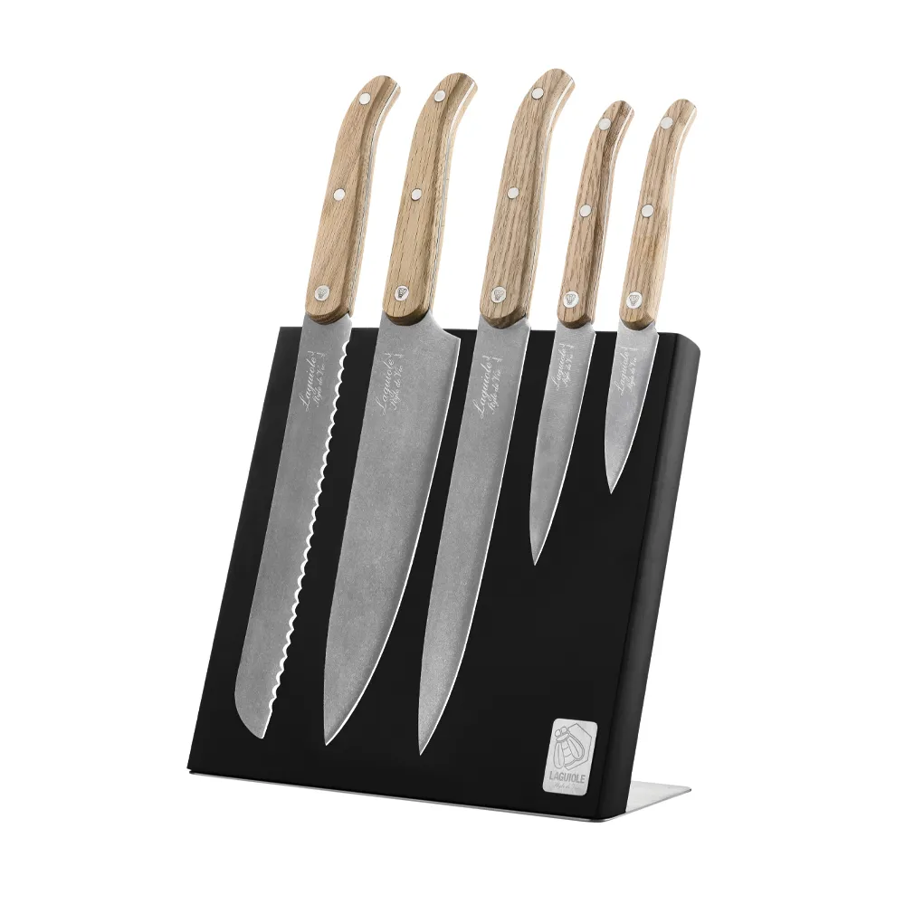 Innovation Line Kitchen knives Oak wood Stonewash with a magn. knife block