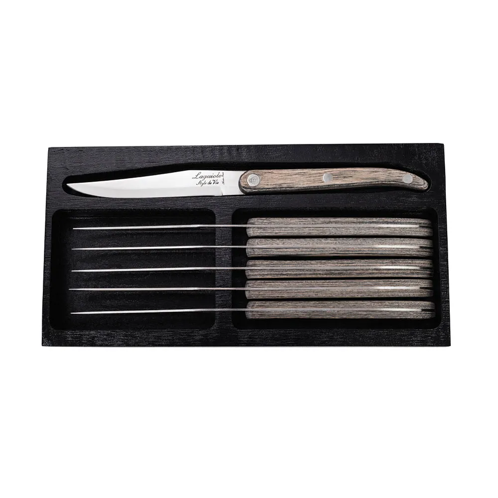Innovation Line Steak knives Grey pakka with smooth blade