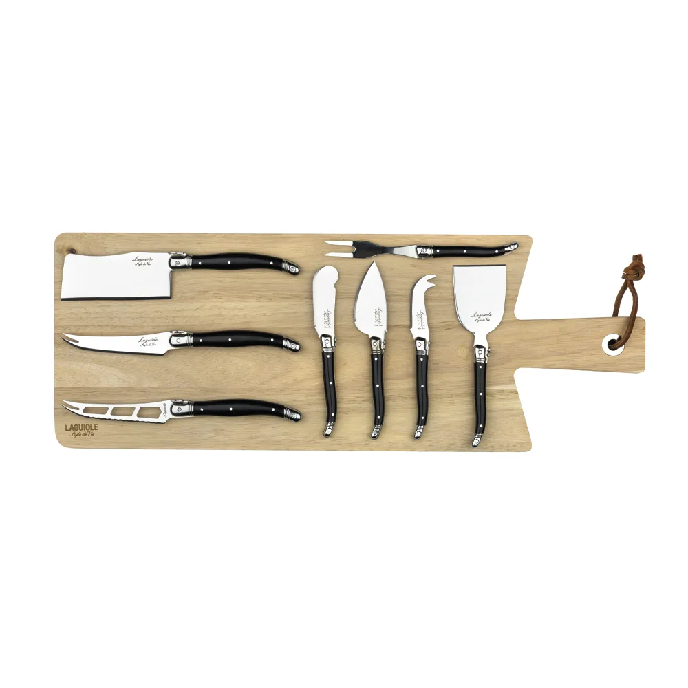 Premium Line 8 Cheese knives Black with serving board