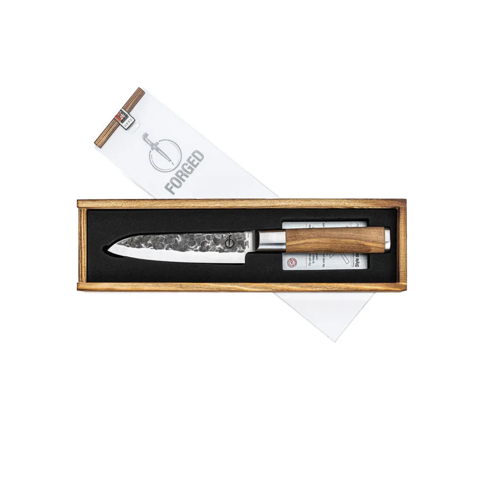 Forged Olive Santoku knife 14cm