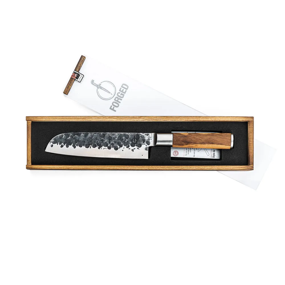 Forged Olive Santoku knife 18cm